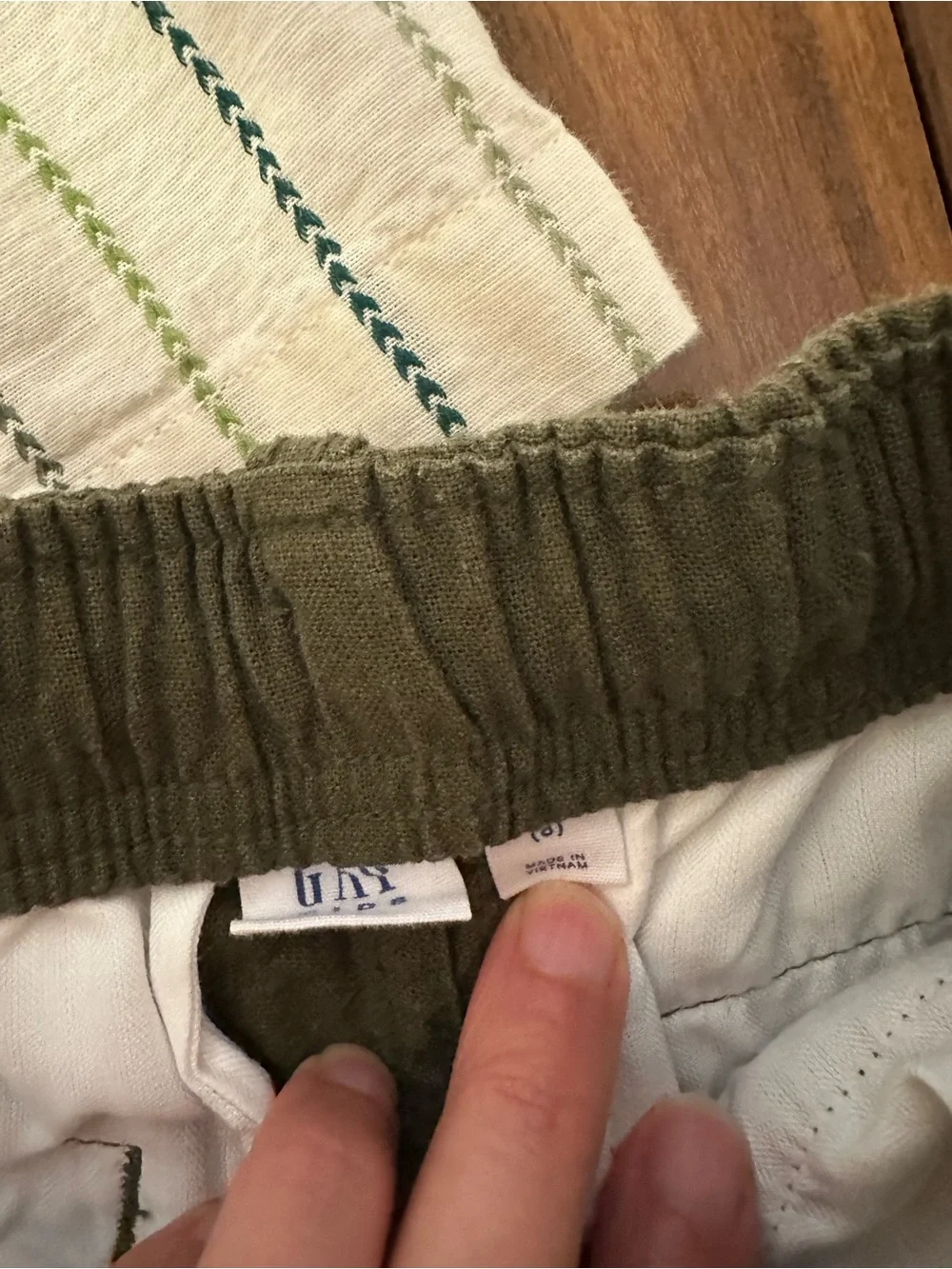 Boys Olive Green shorts and button down shirt